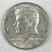 1964 JFK 90% Silver Half Dollar, AU