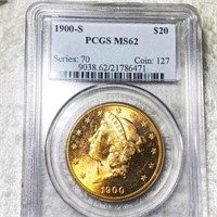 1900-S $20 Gold Double Eagle PCGS - MS62