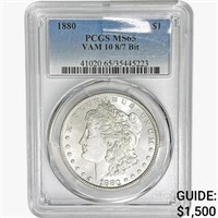 1880 Morgan Silver Dollar PCGS MS65 VAM 10 8/7
