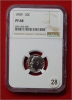 1959 Roosevelt Silver Dime NGC PF68