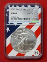 2012 American Eagle NGC MS69 1 Ounce Silver