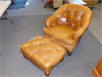 Leather Chair with Matching Ottoman