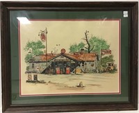 FRAMED TEXACO PRINT COUNTRY GROCERY