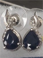 New Platinum over .925 Sapphire Earrings