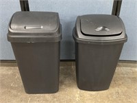 2 Plastic Trash Bins W/ Lids