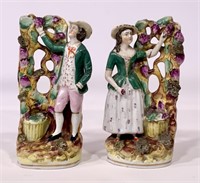 Staffordshire groups: Grape pickers, 7" tall