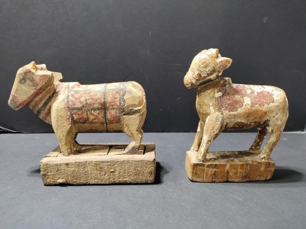 Hand-carved Sacred Cow/Bull Figurines