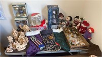 Nativity scene, Christmas stockings, decorations,