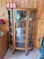 curved glass oak china cabinet