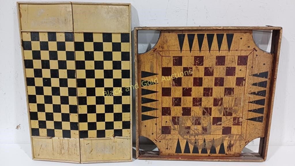 (2) VTG Wood Chess Game Boards