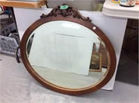 Oval Framed Mirror, 32 1/2 X 30