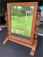 G) antique vanity mirror with stand it measures