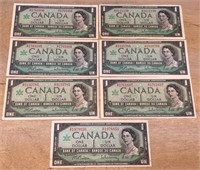 7 1967 Canada Centennial Dollar Notes*SC