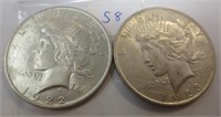 1922 & 1923 Peace silver dollars