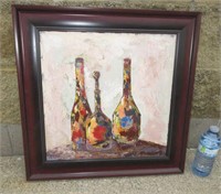Oil Painting Of Three Bottles 20.75" x 21"