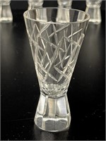 6 MCM Cut Crystal Liqueur Glasses