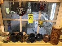Window Lot, Pottery & Misc., 2 Teague Cups