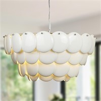 9 Lights White Shell Chandeliers  23 Inch