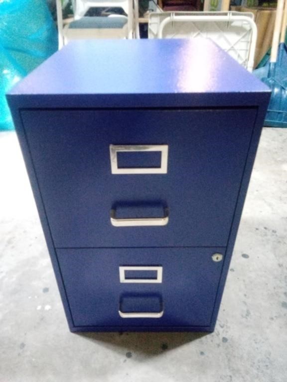 Blue 2 Drawer Filing Cabinet Measures 14.25" x