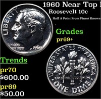 Proof 1960 Roosevelt Dime Near Top Pop! 10c Graded