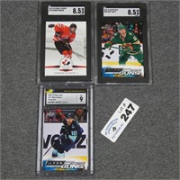 (3) Graded Upper Deck Hockey Cards