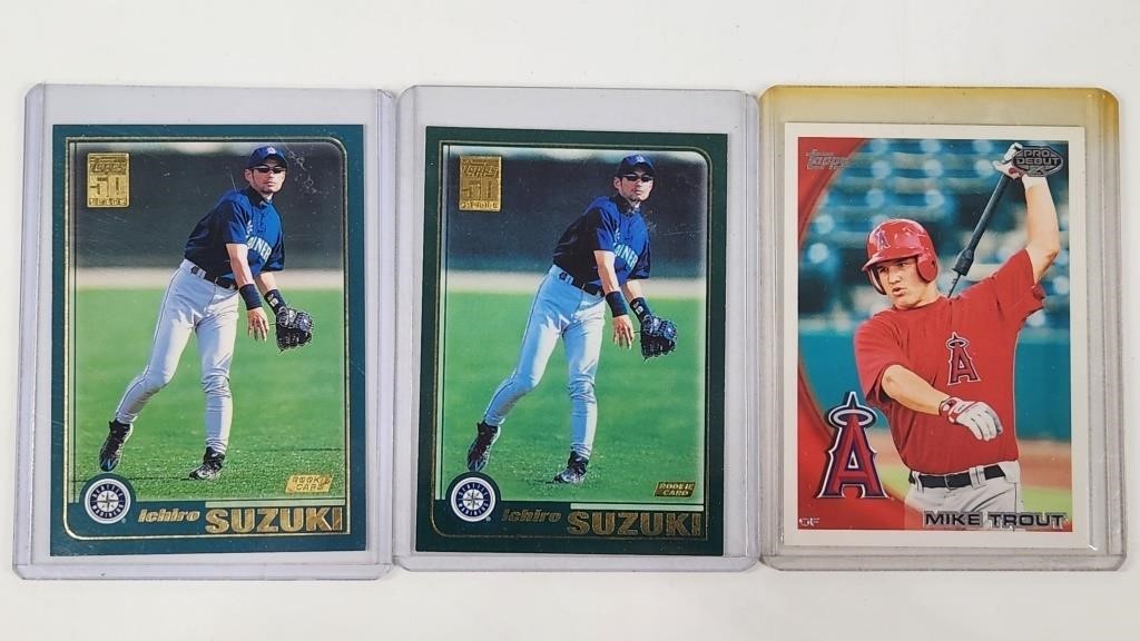 2) TOPPS ICHIRO ROOKIE CARDS & MICK TROUT ROOKIE