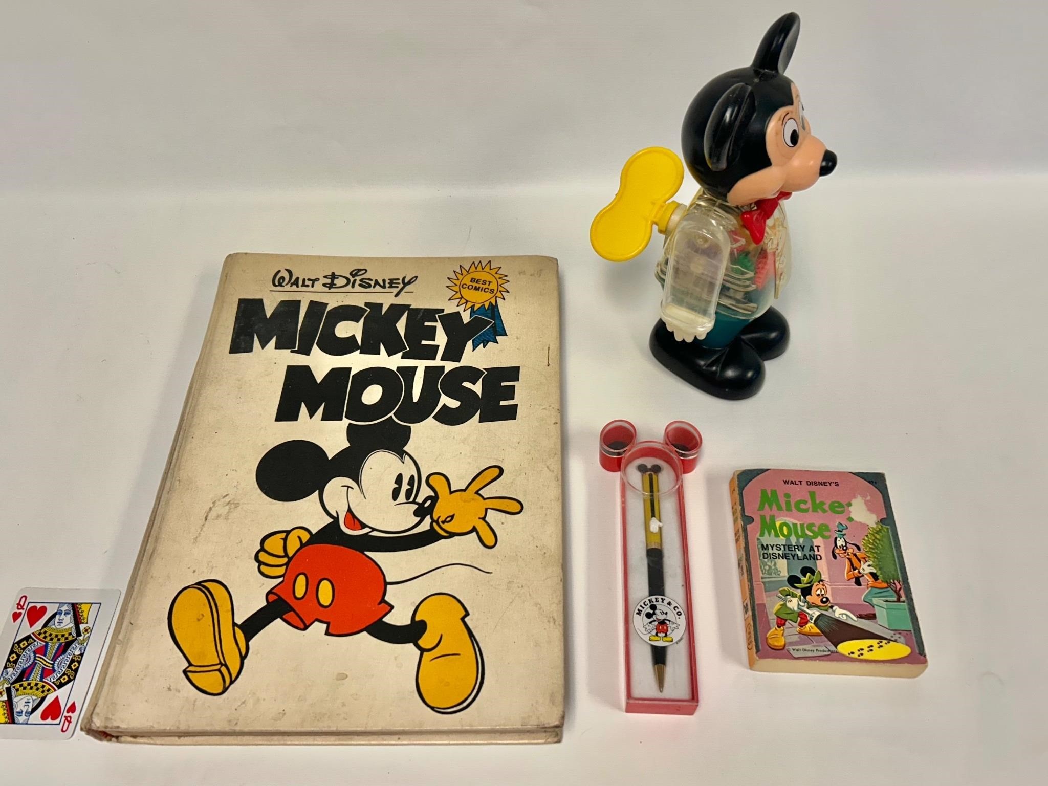 Vintage Mickey Mouse collector items. Large comic