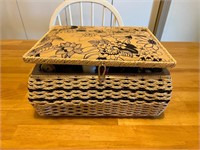 Vintage sewing basket and contents