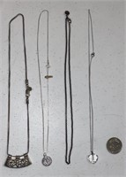 LOT OF 4 STERLING SILVER NECKLACES AND PENDANTS