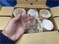 (6) Vtg Hoya Crystal old fashion glasses in box