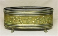 Figural Embossed Brass Wine Cooler or Jardiniere.