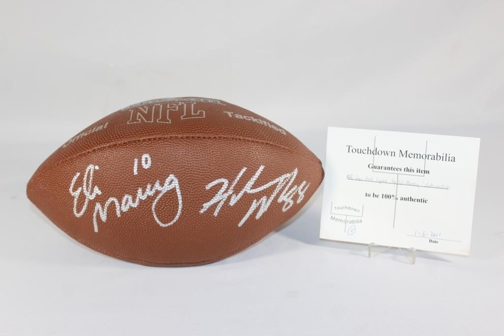 Eli Manning & Hukeem Nicks Autographed Football