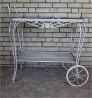 Vintage Chantilly Rose Wrought Iron Tea Cart