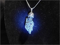 Azurite Pendant with an 8" drop - pendant is 2.5"