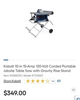 Kobalt 10 inch tablesaw with stand.