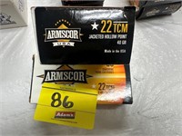 (2) BOXES OF ARMSCOR 22 TCM JHP 40 GR, 50 ROUNDS