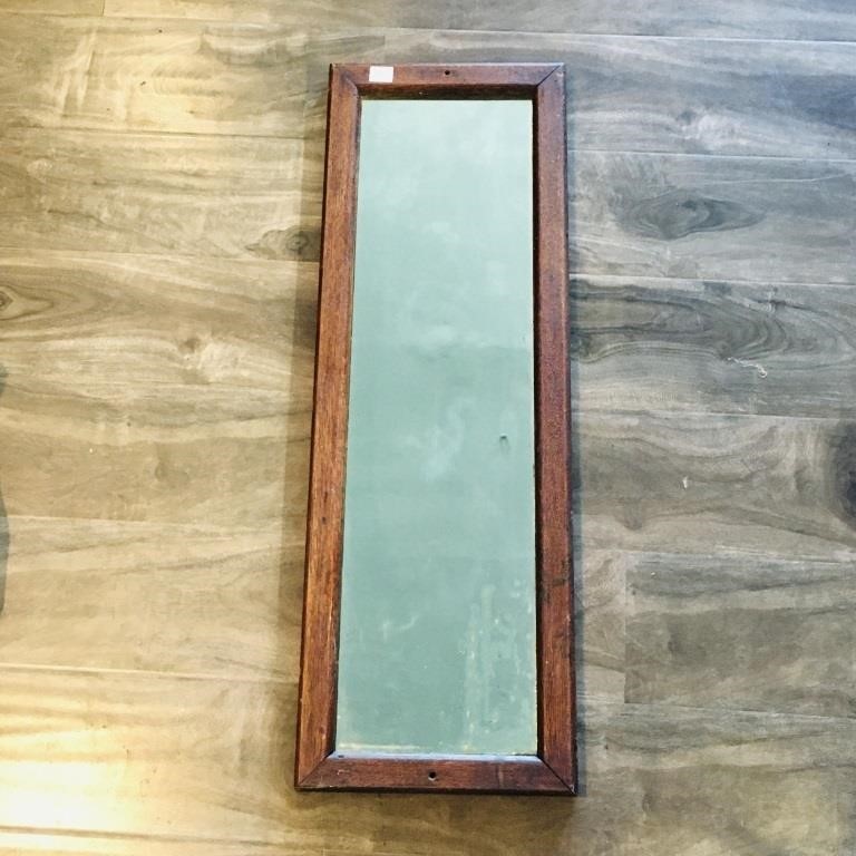 Vintage Oak Frame Wall Mirror (30" x 10")