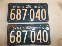 Pair Ontario 1955 Licence Plates (687040)