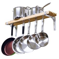 $82  36 in. Wooden Wall Mounted Pot Rack
