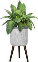 12" Modern Gray Planter with Stand