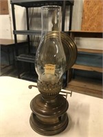 Metal back oil lamp
