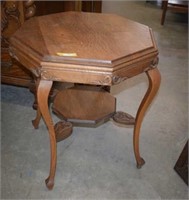 Antique Oak Six-Sided Occasional Table