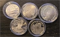 (5) ¼-Ounce Silver Rounds