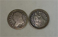(2) Rare 1835 & 1856 US Silver Half Dimes