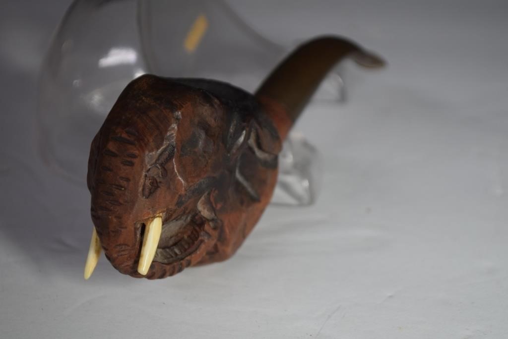 Vintage Carved Wood Elephant Tobacco Pipe*Read