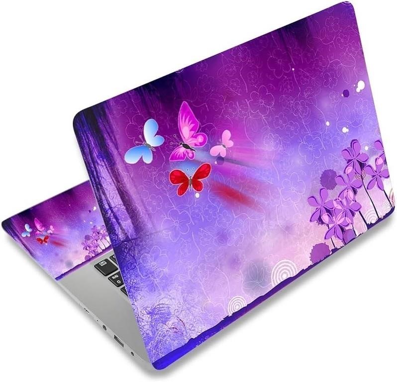 Purple Butterfly & Flower Laptop Skin