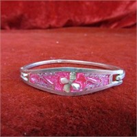 Dyed pearl inlay sterling silver clamper