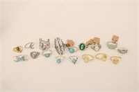 Lot of 17 Silver & Gold Tone Costume Rings #1