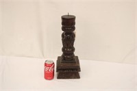 Carved Wooden Candle Base ~ 6" x 6" x 16"