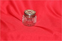 A Sterling Top Ornate Glass Container